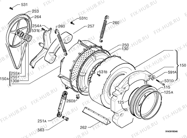 Взрыв-схема стиральной машины Privileg 775600_20306 - Схема узла Functional parts 267